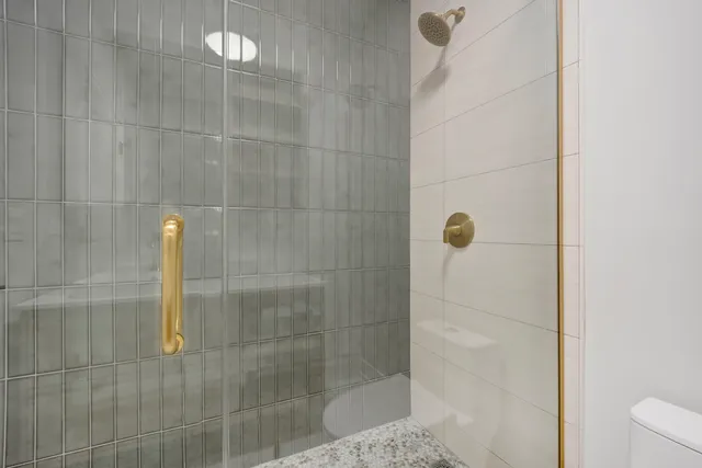 a close up of a shower
