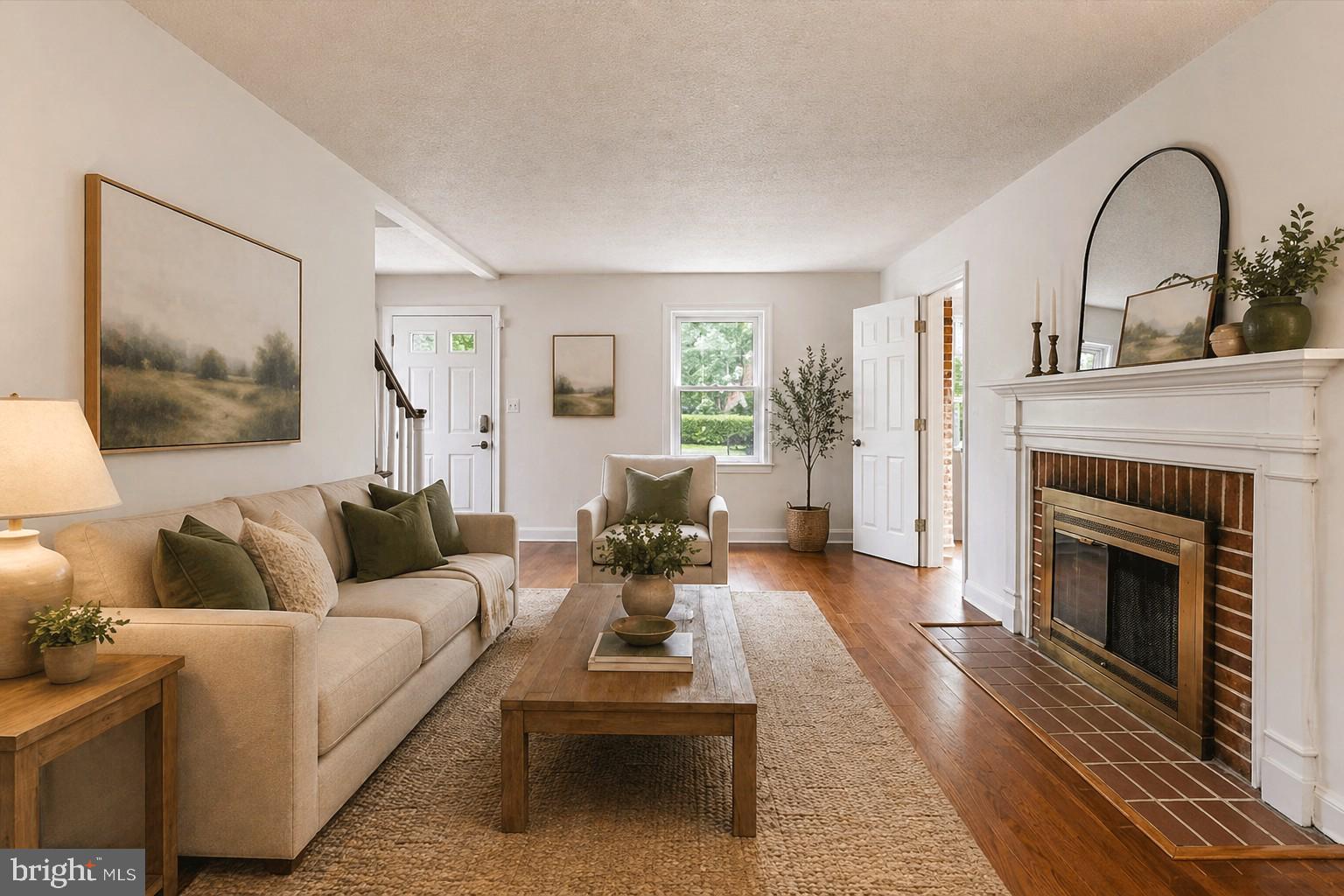 5901 Euclid Street Cheverly, MD 20785 - Photo 2 of 38 Living Room w/fireplace (Virtually Staged)