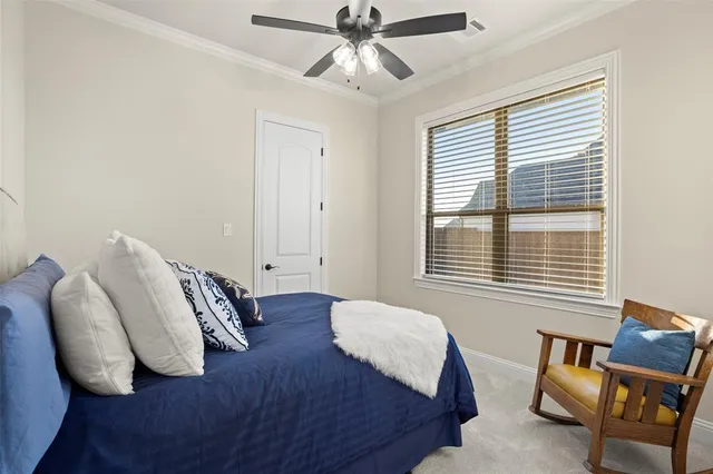a bedroom with furniture and a window