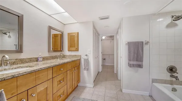 a view of a backyard with plants and a garden