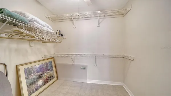 a view of a lake with a garden