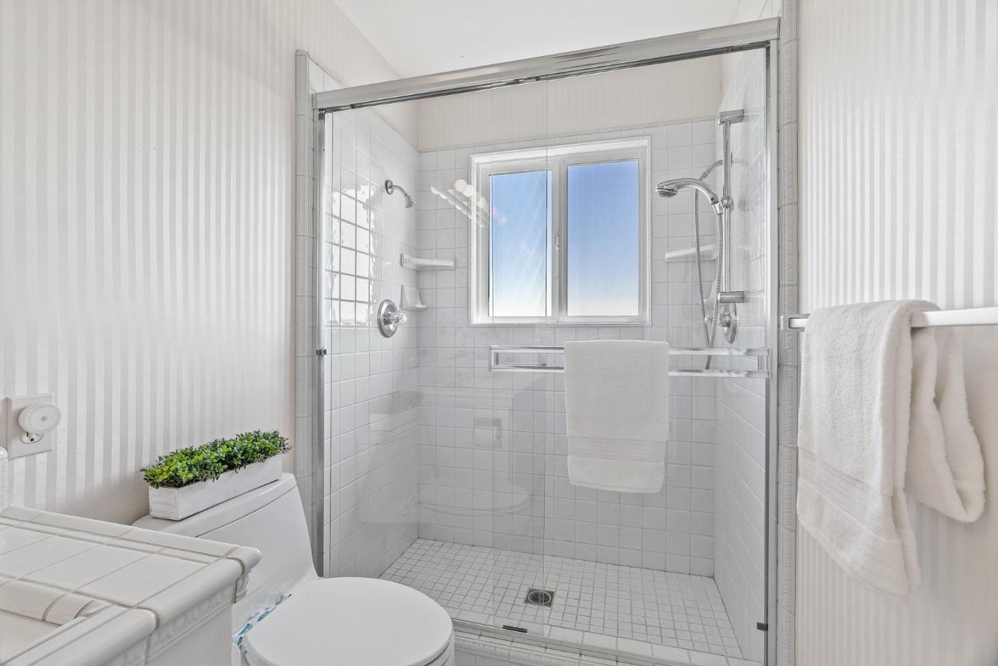 1375 Weston Ridge Road Scotts Valley, CA 95066 - Photo 44 of 68 a bathroom with a shower and toilet