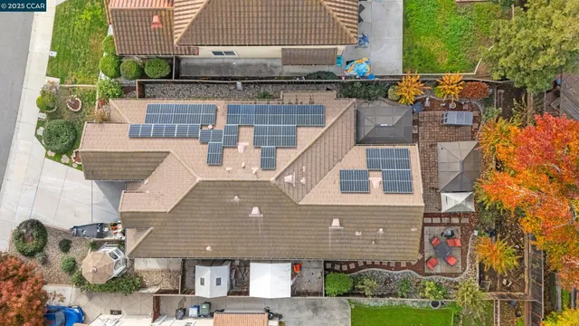 an aerial view of a house