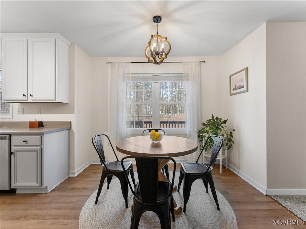 3640 Markey Road Midlothian, VA 23112 - Photo 22 of 42 a dining room with furniture potted plants and wooden floor