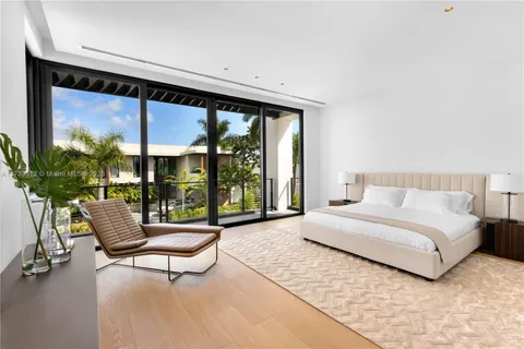 a spacious bedroom with a bed and a large window