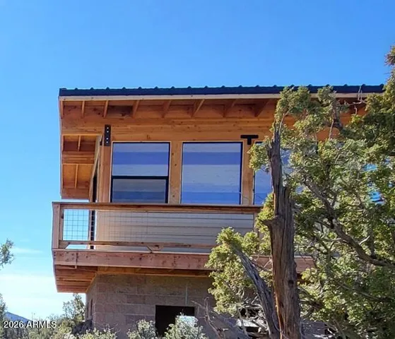 a view of balcony with mountain view