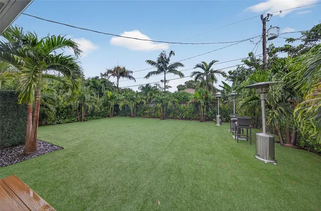 a backyard of a house with lots of green space