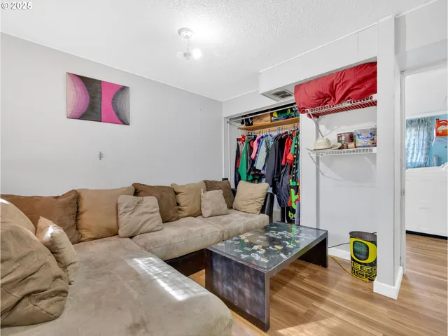 a living room with furniture and a couch