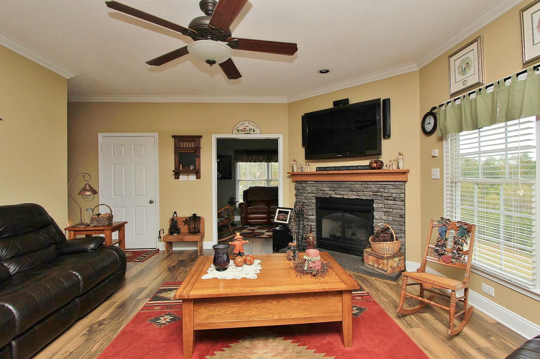 3648 Edwardsville Road Hardy, VA 24101 - Photo 11 of 42 Stacked Stone Fireplace in Living Room