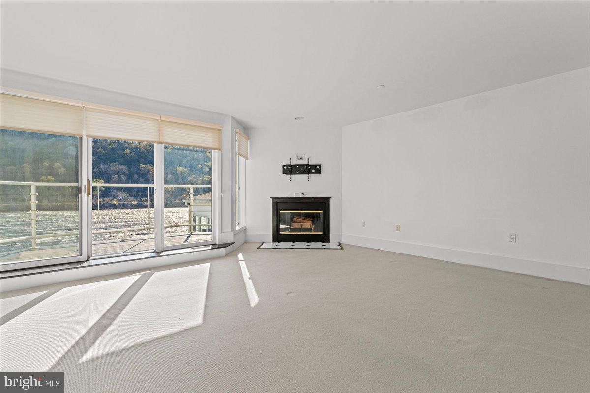 350 River Road, Unit D10 New Hope, PA 18938 - Photo 19 of 41 an empty room with floor to ceiling window and fireplace