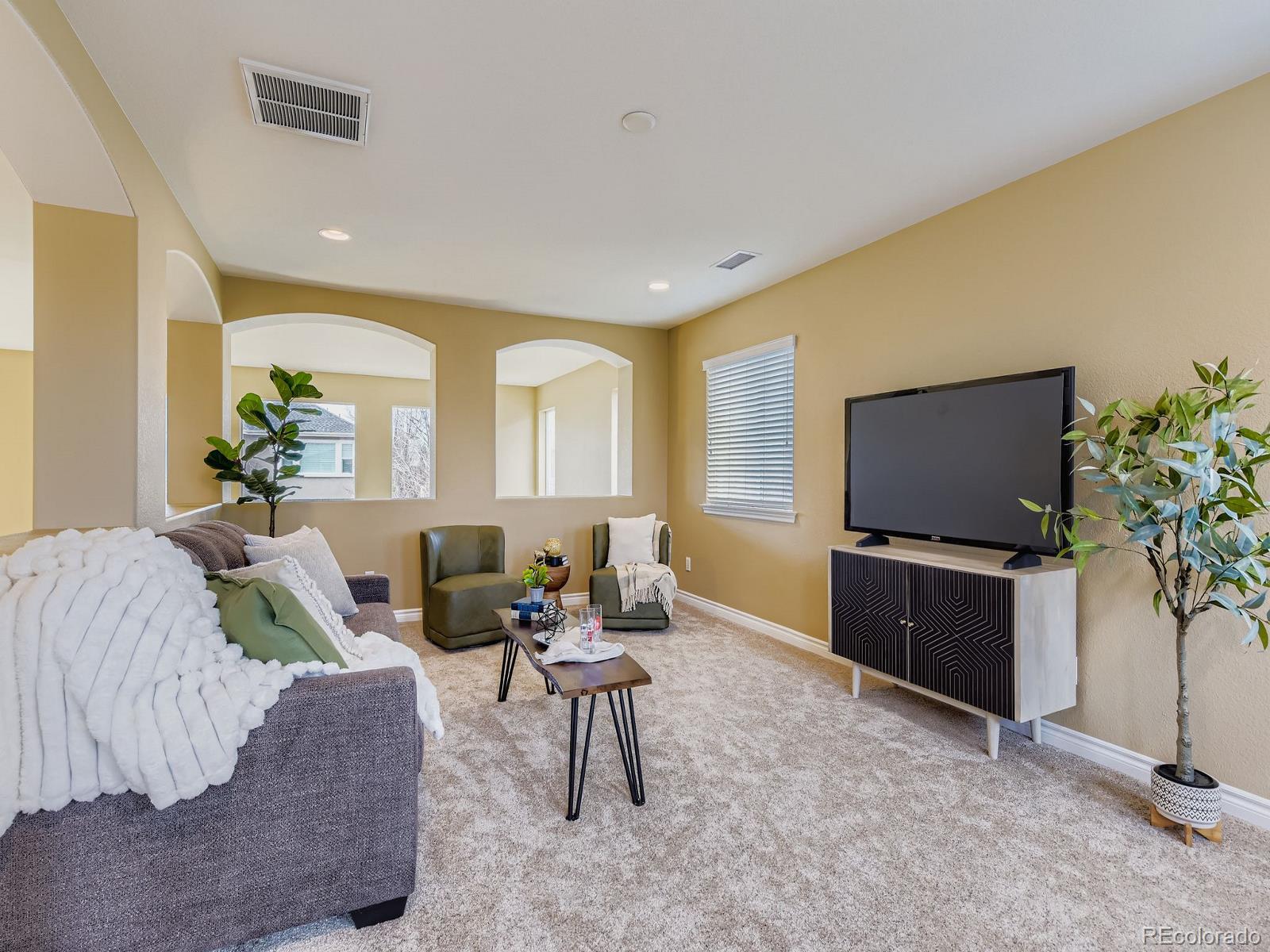 11074 Grayledge Circle Highlands Ranch, CO 80130 - Photo 19 of 47 a living room with furniture and a flat screen tv