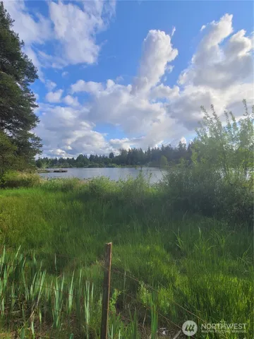 a view of lake with green space