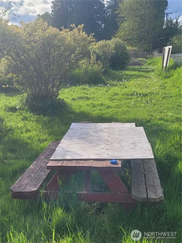 a view of a lake from a yard