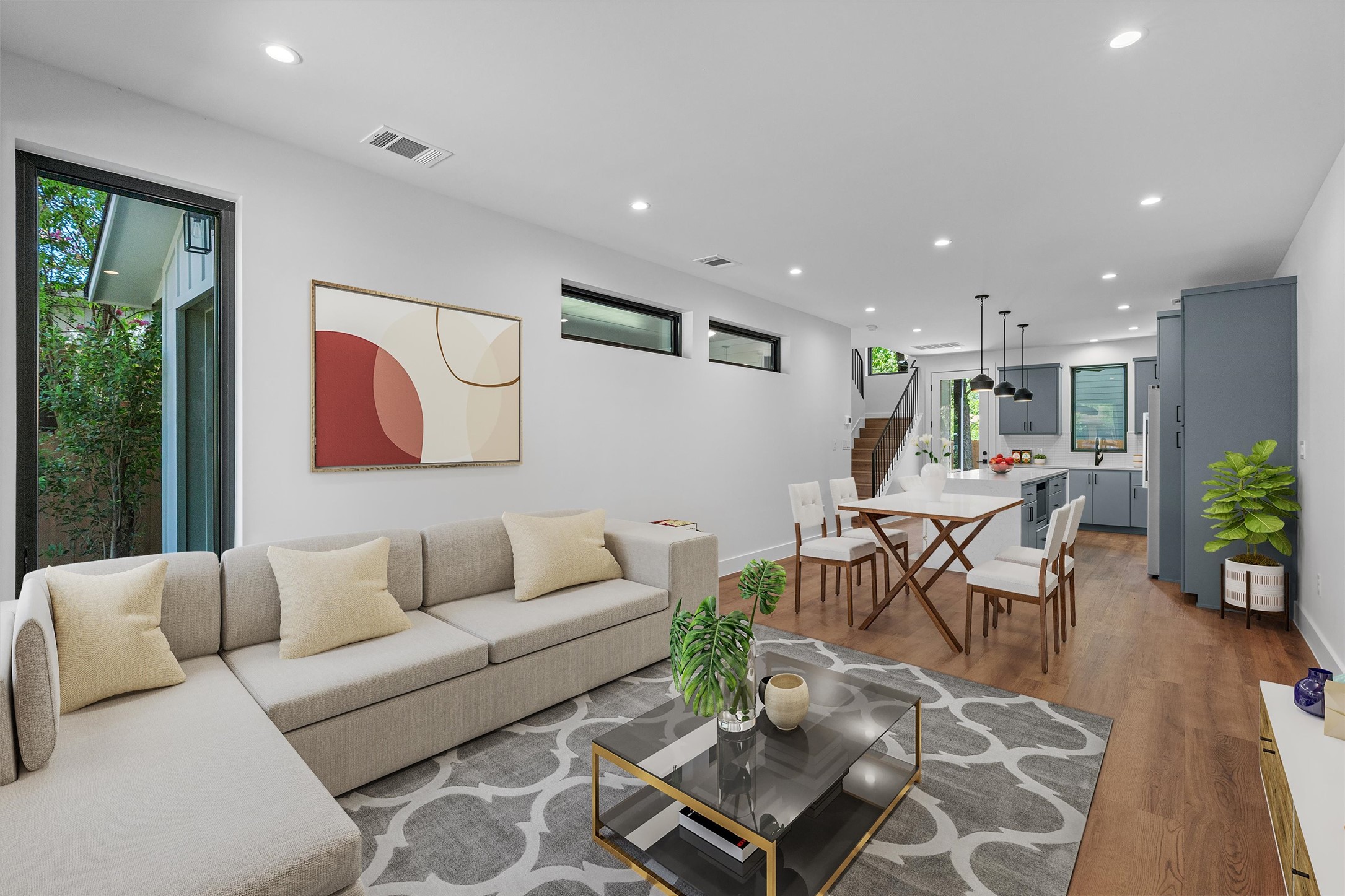 Open Living Area with Center Island (Virtually Staged)