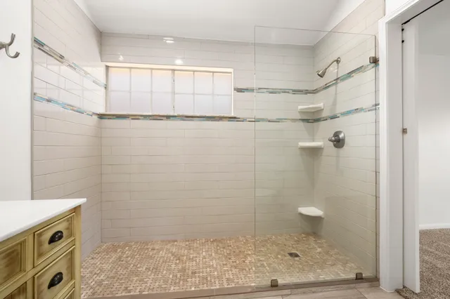 a bathroom with a shower