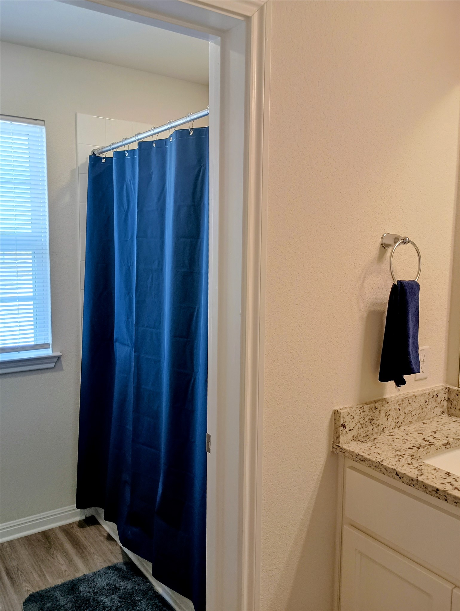 10615 Ridan Way Buda, TX 78610 - Photo 18 of 21 Bathroom featuring vanity, a shower with curtain, and light wood finished floors