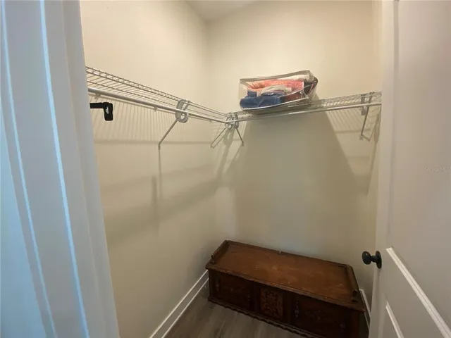 a view of small space with racks on the wall