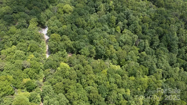 an aerial view of residential house with outdoor space and trees all around