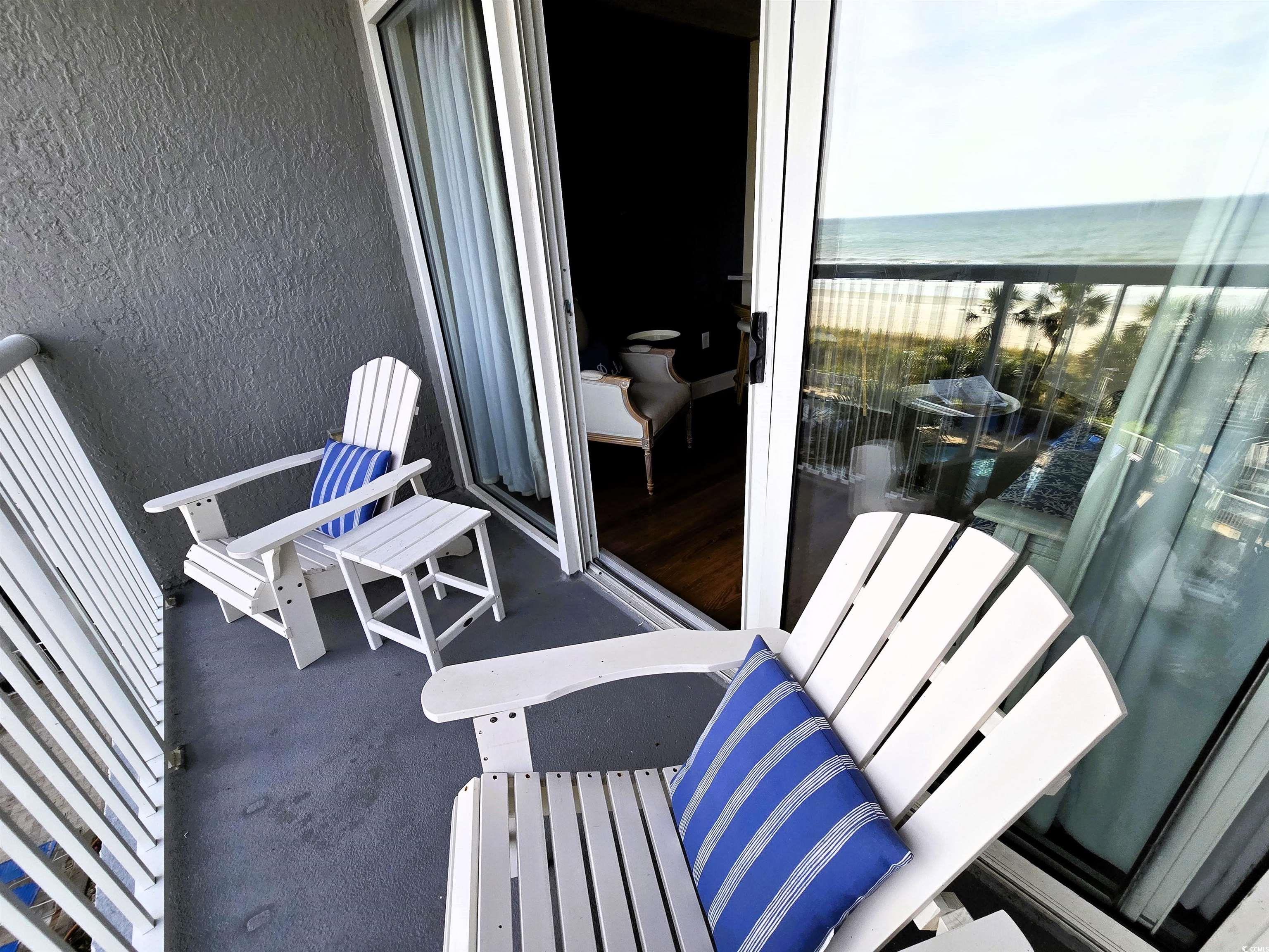 161 Seawatch Drive, Unit 414 Myrtle Beach, SC 29572 - Photo 12 of 15 Balcony with view of water and beach