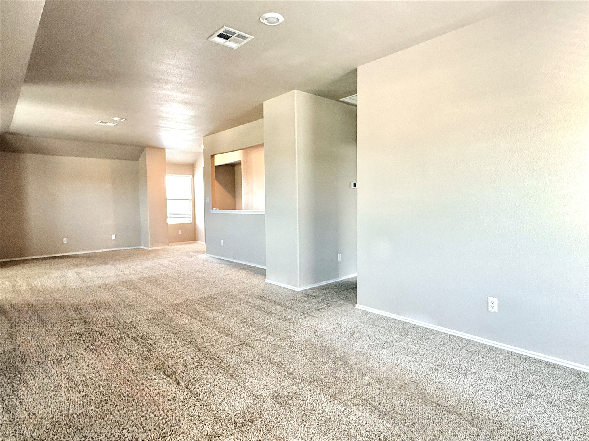 129 Perfect World Loop Jarrell, TX 76537 - Photo 22 of 31 A spacious, open-concept interior featuring comfortable carpet flooring and abundant natural illumination.