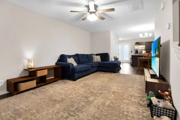 a living room with furniture