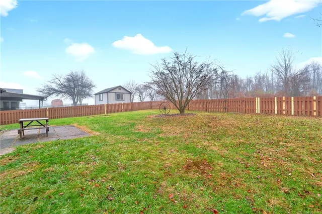 a view of a backyard with a garden and plants