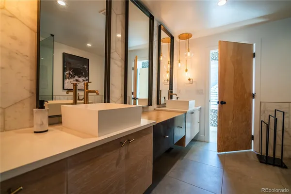 a bathroom with a bathtub