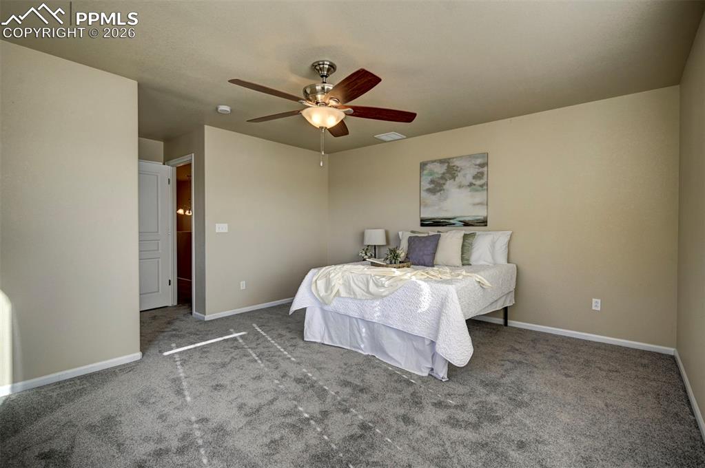 5653 Saint Patrick View Colorado Springs, CO 80923 - Photo 31 of 43 Bright and neutral flooring and walls. New carpet and light/fan.
