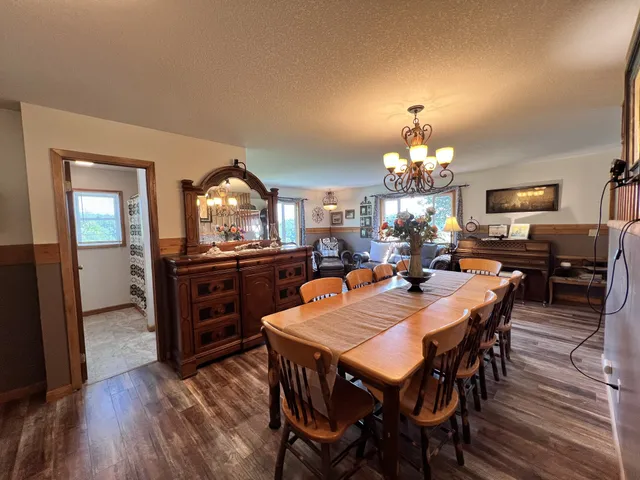 a backyard of a house with plants and large tree