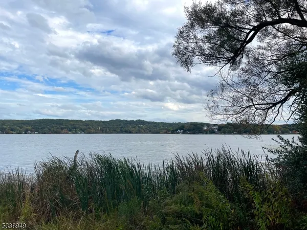 a view of lake with green space