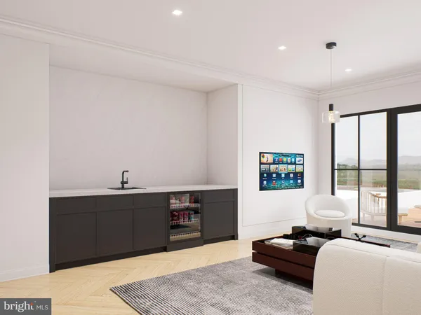 a living room with furniture window and a flat screen tv