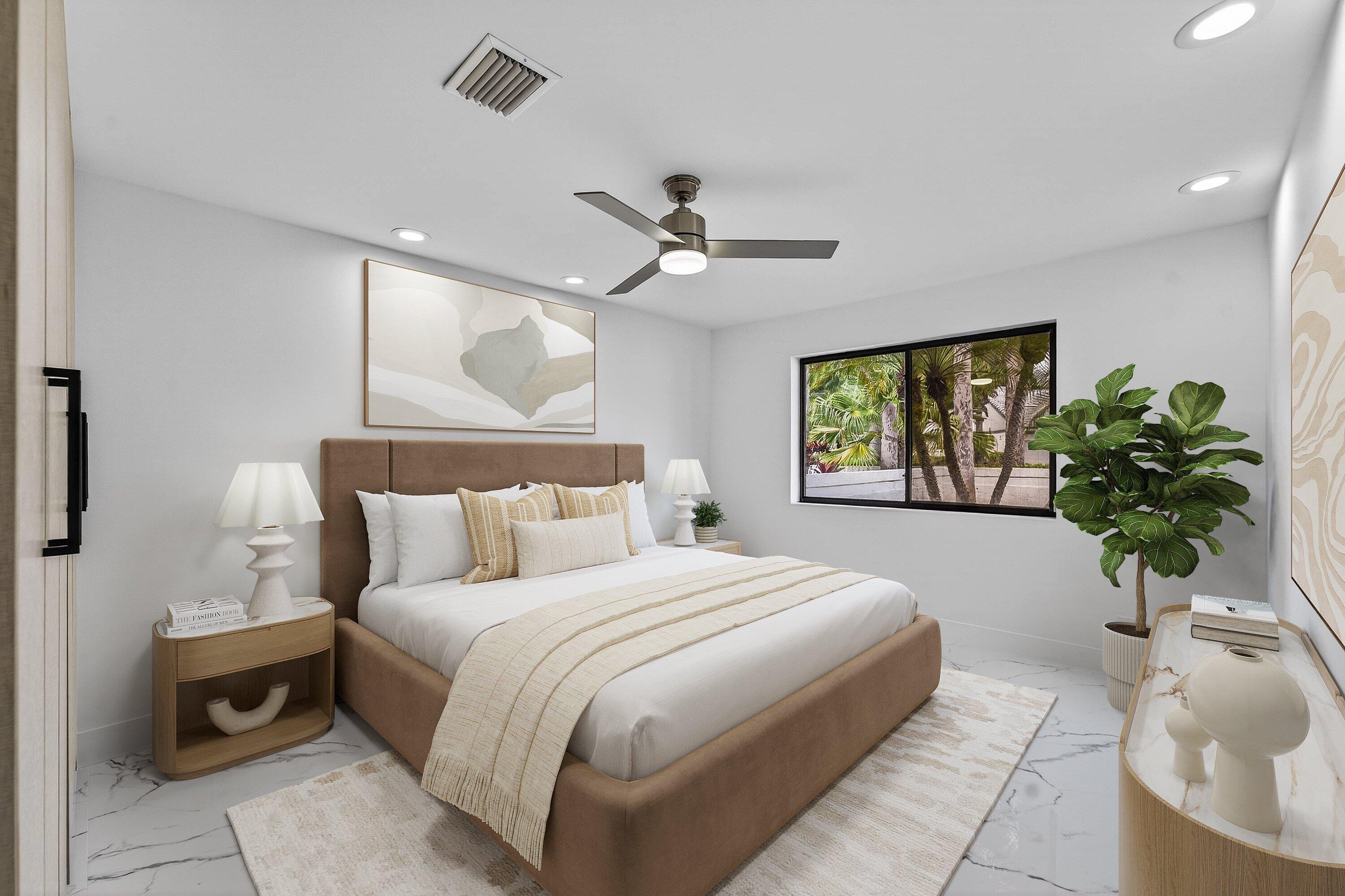 6 Clubhouse Lane Boynton Beach, FL 33436 - Photo 9 of 76 a bedroom with a large bed and a potted plant