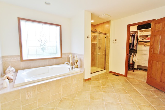 1615 Willow Road Morris, IL 60450 - Photo 14 of 25 a spacious bathroom with a tub sink and a shower