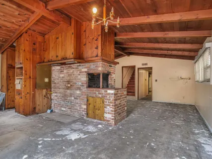 a view of a storage room cabinets