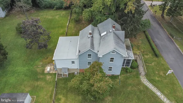 an aerial view of a house