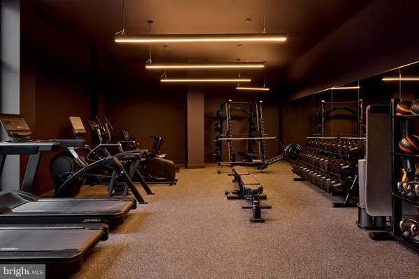 a view of a room with gym equipment