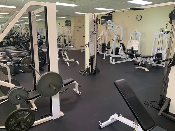 a view of a room with gym equipment