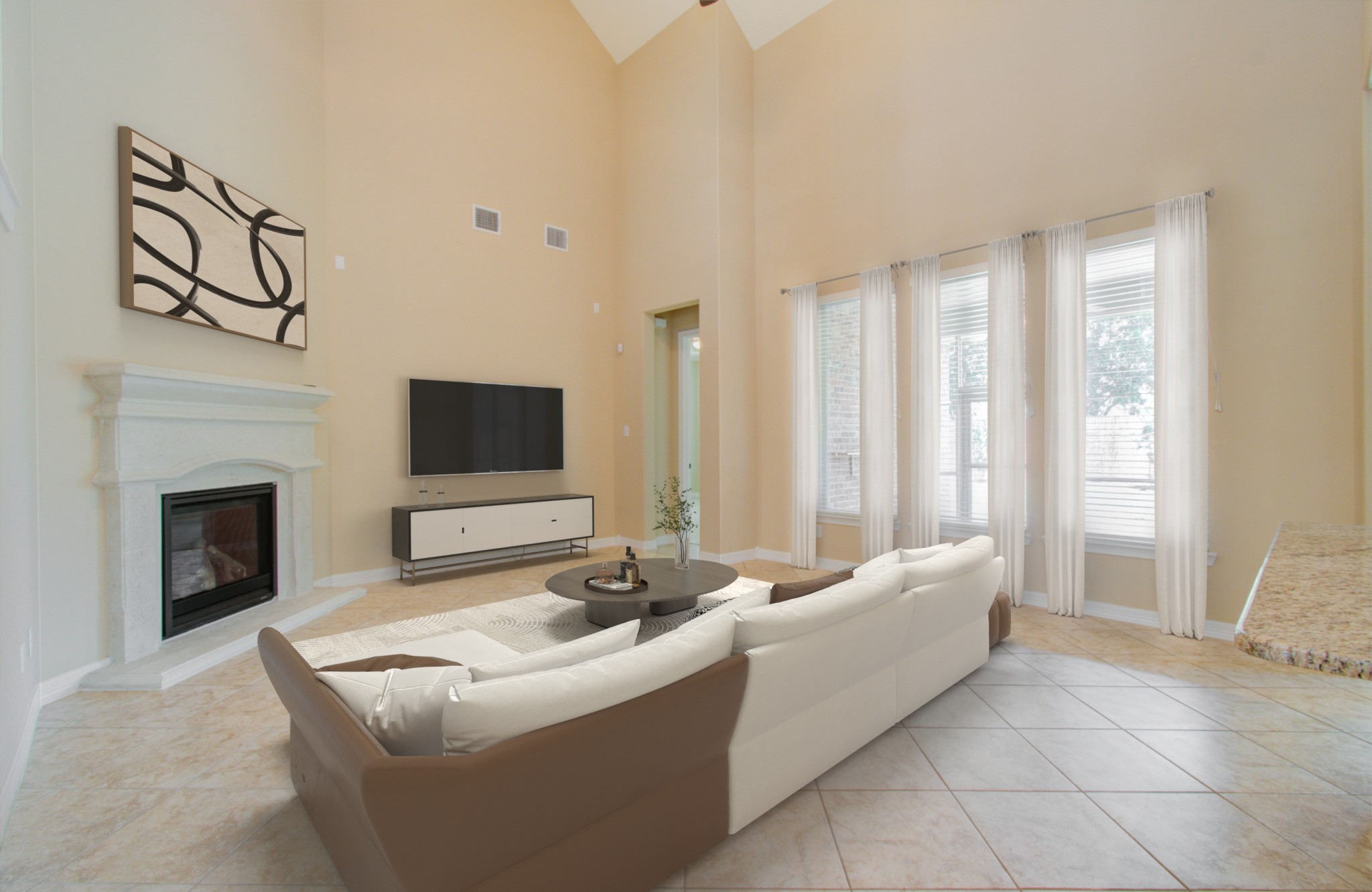 3938 May Ridge Lane Sugar Land, TX 77479 - Photo 9 of 40 a living room with furniture and a fireplace