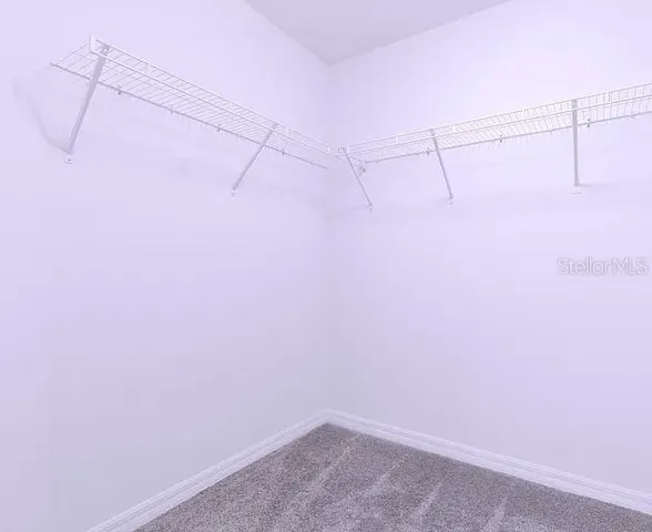 a view of a room with racks on the wall