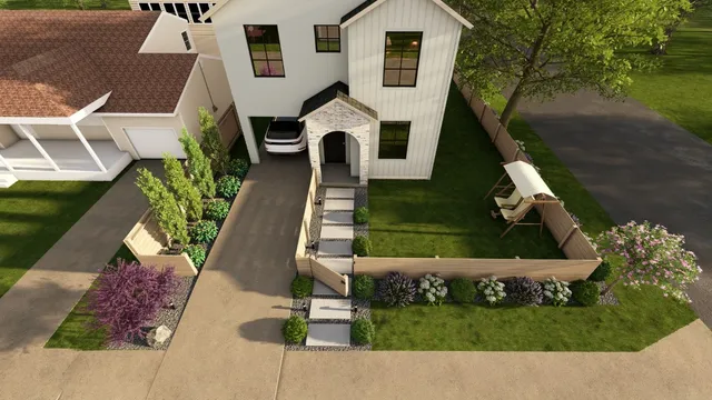 an aerial view of a house