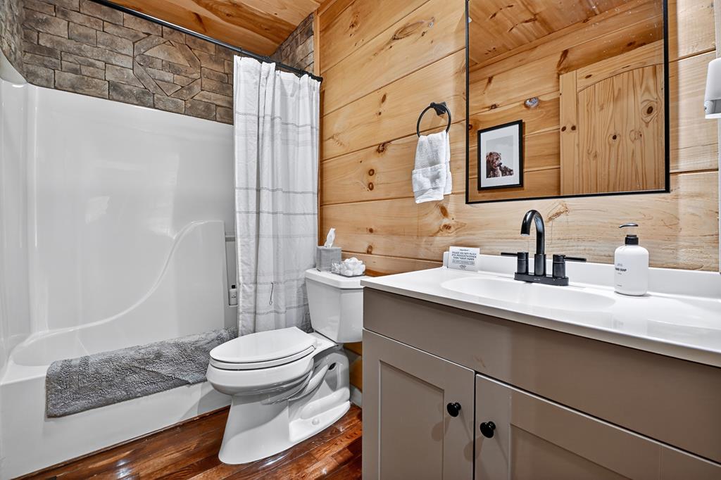 1134 Maggie Chapman Road Blue Ridge, GA 30513 - Photo 49 of 65 a bathroom with a sink a toilet and shower