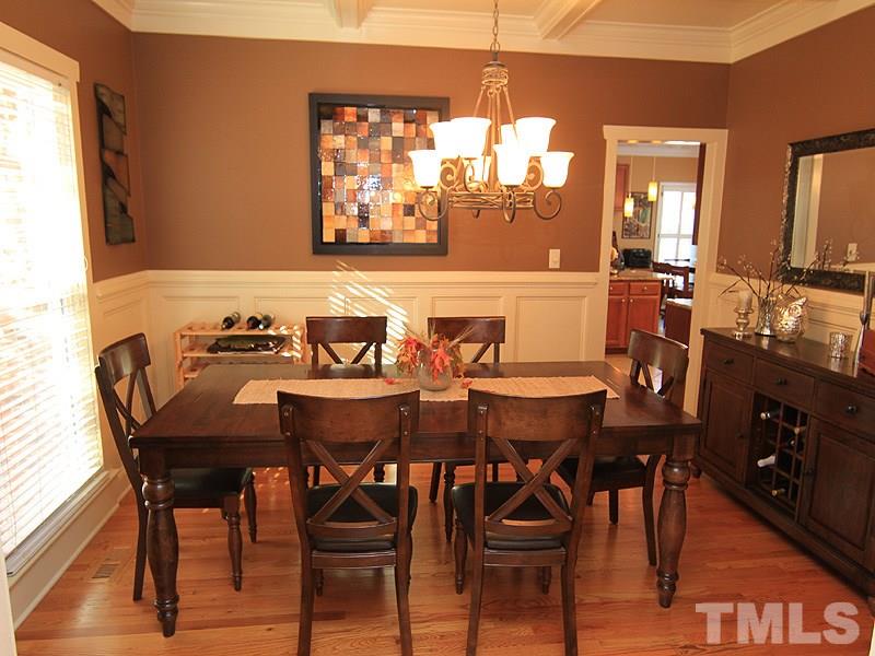 9908 Wyngate Ridge Drive Raleigh, NC 27617 - Photo 3 of 20 The millwork is just beautiful in this home. And, don't miss the top-quality coffered ceiling added to this spacious dining area.