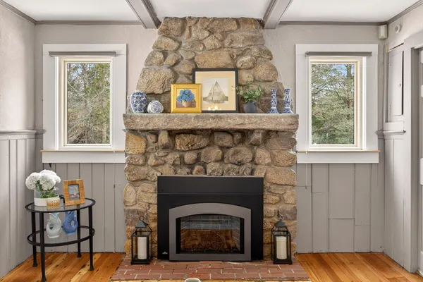 a living room with furniture