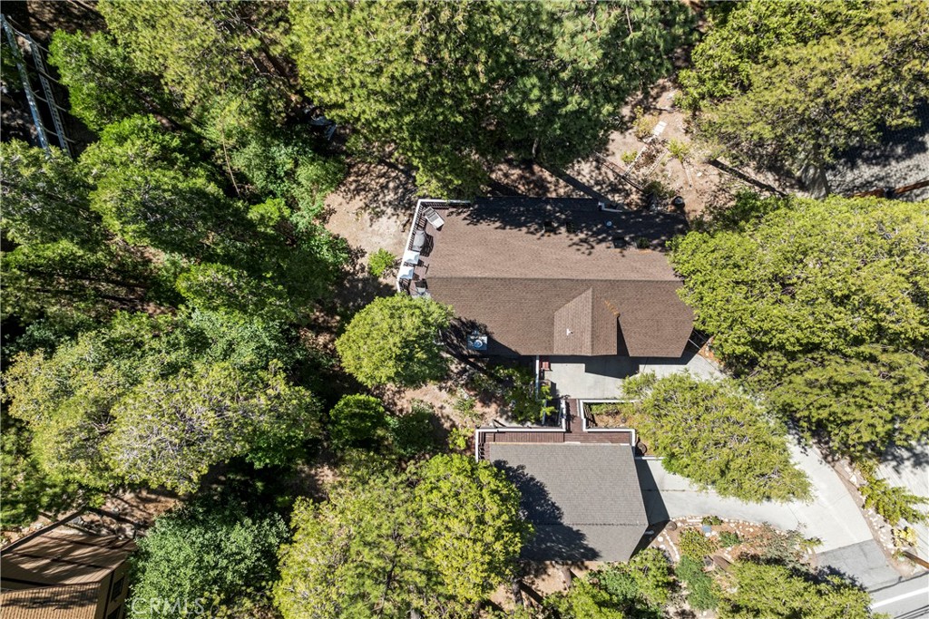 676 Rhine Road Lake Arrowhead, CA 92352 - Photo 20 of 20 an aerial view of a house with yard and outdoor seating