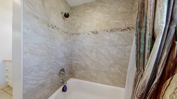 a bathroom with a tub