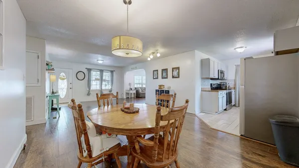 a view of a dining room and livingroom