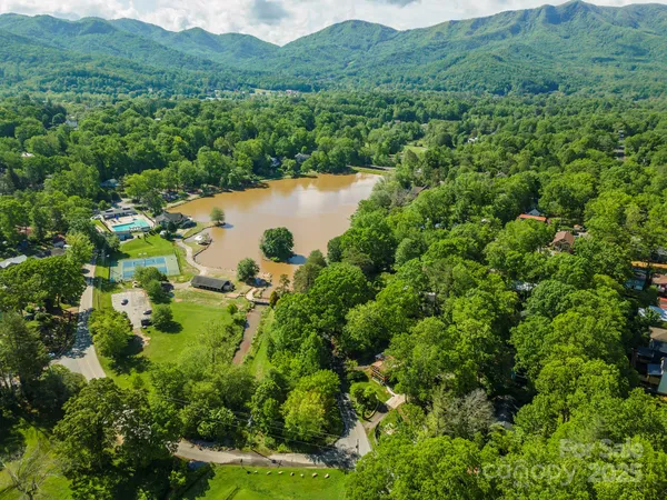 a view of a lake with a mountain in the background
