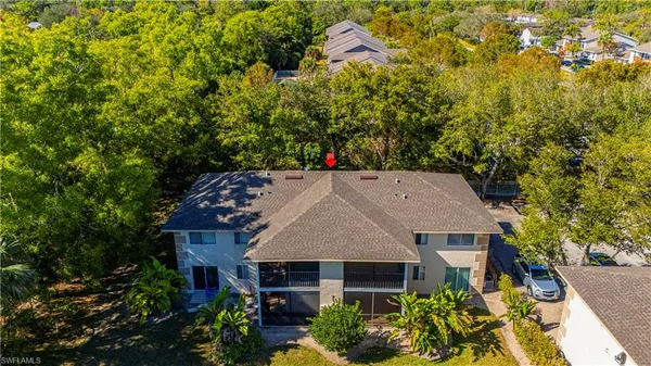 an aerial view of a house