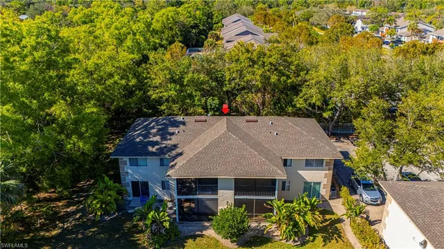 an aerial view of a house
