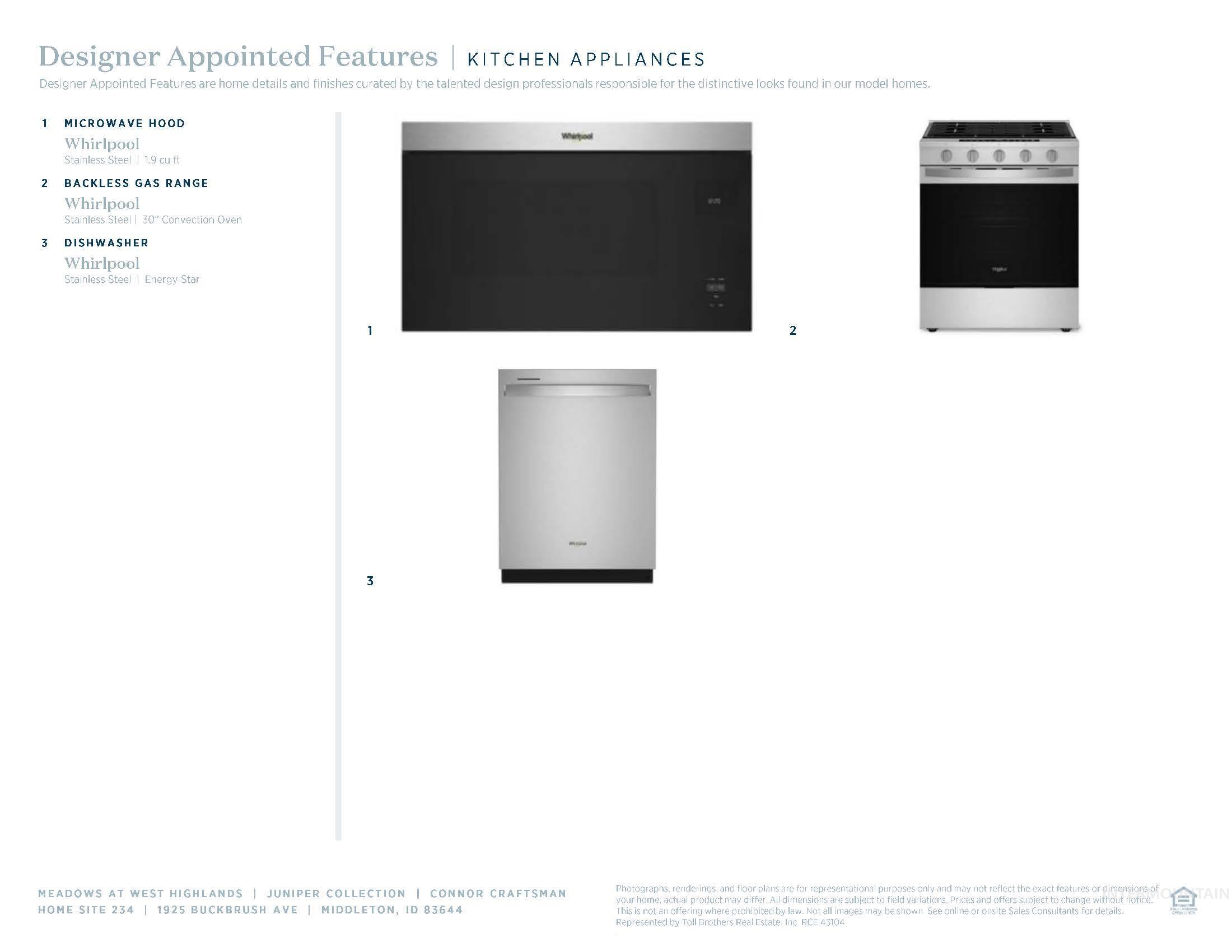 1925 Buckbrush Avenue Middleton, ID 83644 - Photo 16 of 20 Designer Appointed Features. Detailing the kitchen appliance specifications for the property